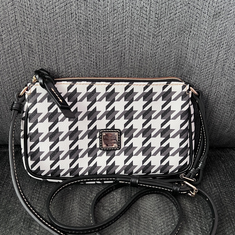 Dooney & Bourke Houndstooth Crossbody Bag in Black and White